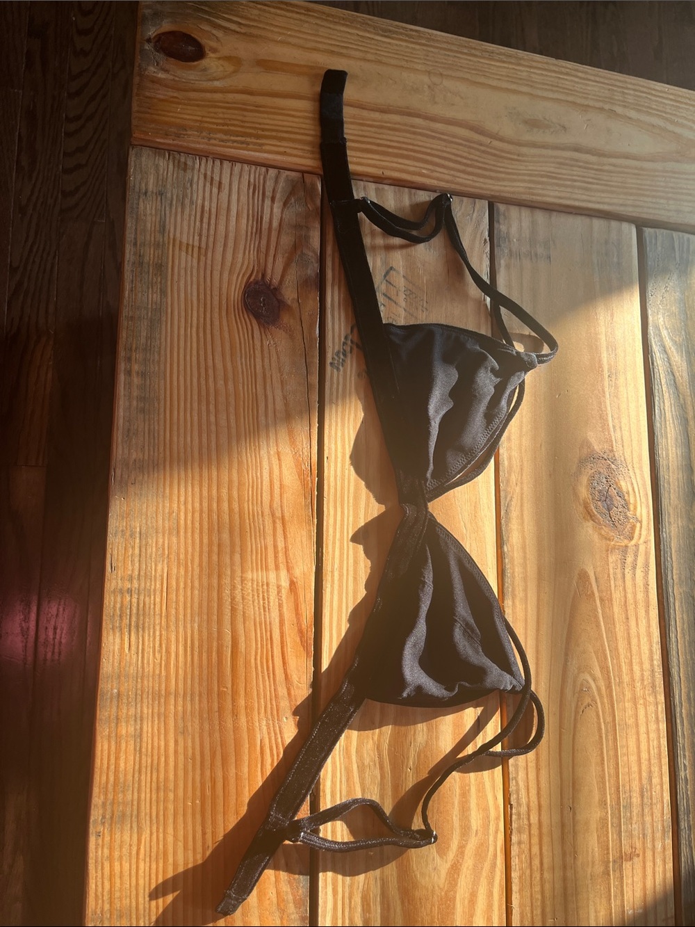 Black Velvet Triangle Bralette - Strappy Layering Bra Top (No Tag)